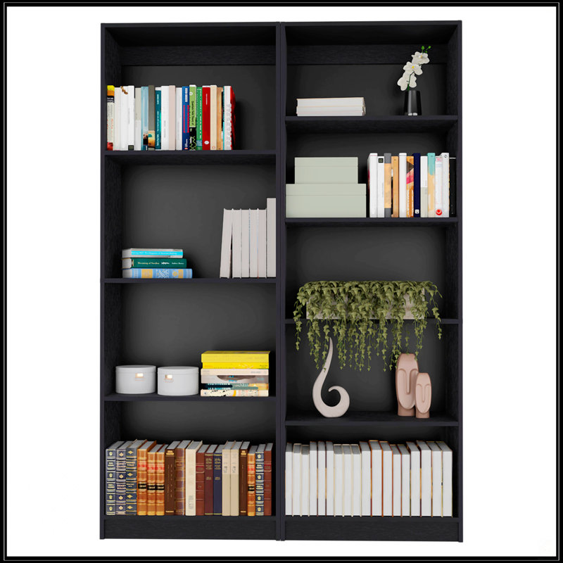 Black 2 Piece Living Room Set With 2 Bookcases