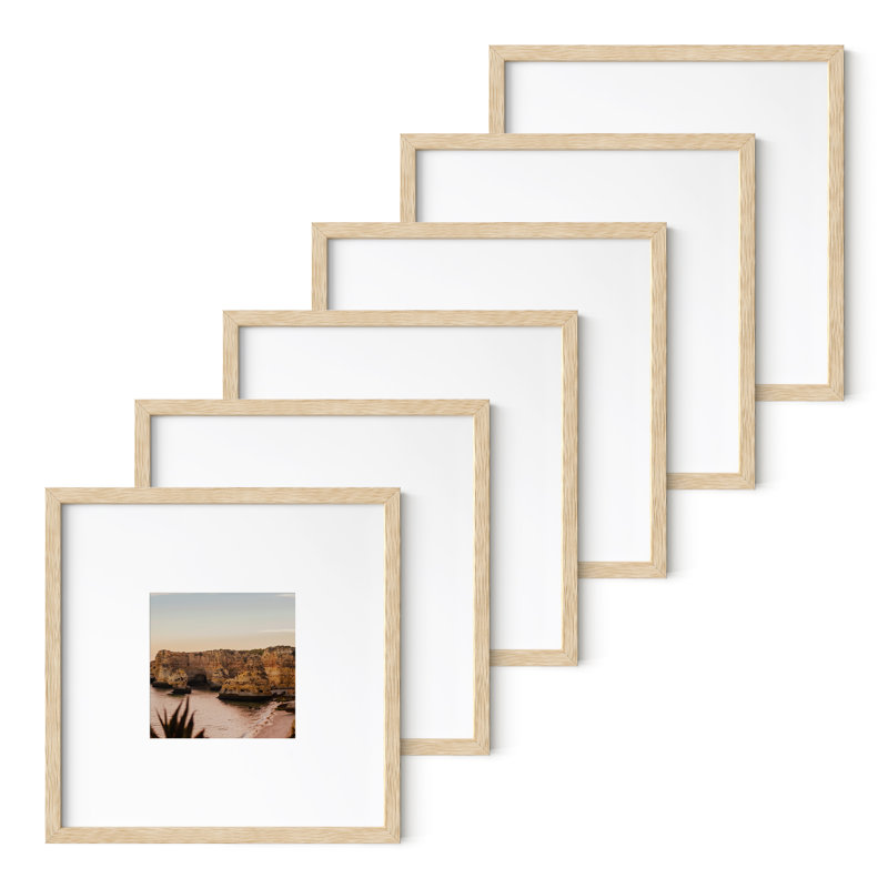 Cadre photo en bois - ensemble de 6, Beige, 10 po x 10 po avec tapis pour 5 po x 5 po