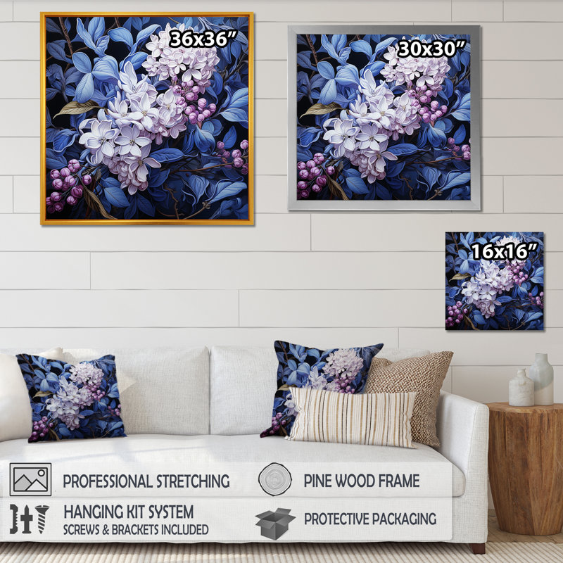 «Blue Garden of Lilacs II» sur toile, Toile tendue, H 24 po x l 24 po x P 1 po