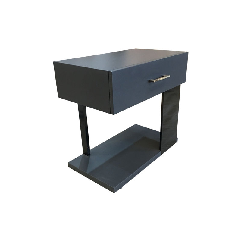 Ledjona Solid Wood Bedside Table, Black