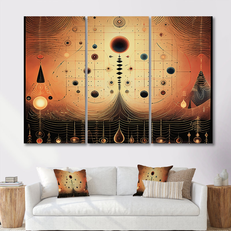 Costan - Ensemble d'art mural paysage abstrait, Toile tendue, H 32 po x l 48 po x P 1 po