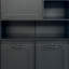 Armoire de buanderie avec portes et tablette, panier à linge inclinable, plusieurs espaces de rangement, style autoportant, tablette ouverte, tablette réglable-660840244