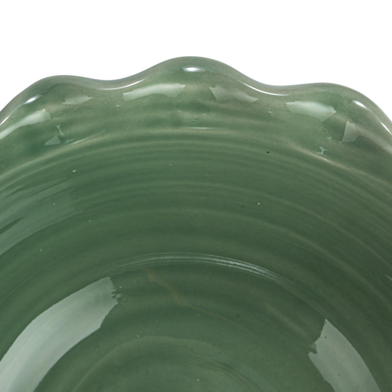 Round Stoneware Bowl With Scalloped Edge