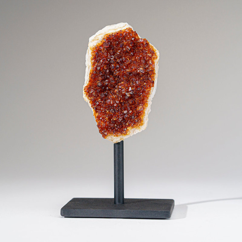 Citrine Quartz Crystal Cluster on Metal Stand (7" H x 2.75" W, 2.2 Lbs)