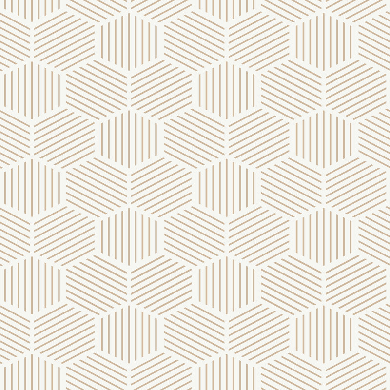 Papier peint adhésif à rayures mosaïque hexagonale taupe, Taupe