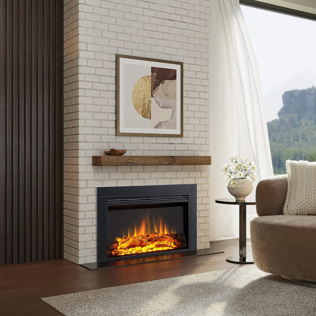 FLAMME Innsbruck Electric Fireplace Insert with Trim Suitable for Custom Media Wall or Mantel Surround Designs