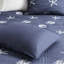 Literie réversible 4 pièces bleu marine - coton avec corail brodé, courtepointe rembourrée double / grand, rembourrage, facile à nettoyer-128860108-128860107