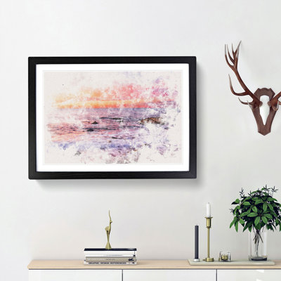 Beach in Spain Watercolour - Picture Frame Graphic Art Print