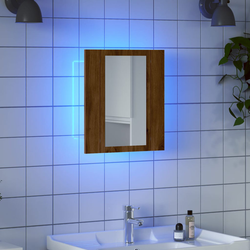 LED Bathroom Mirror Cabinet 40x12x45 cm Acrylic, Artisan Oak