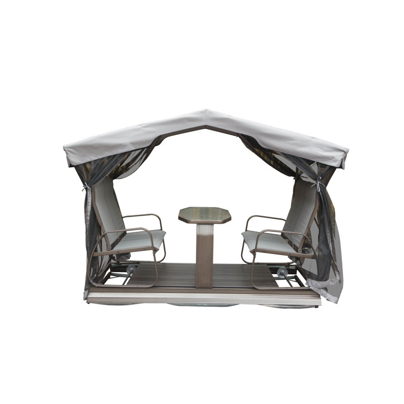 Balançoire de jardin avec cadre en aluminium avec auvent et siège en toile