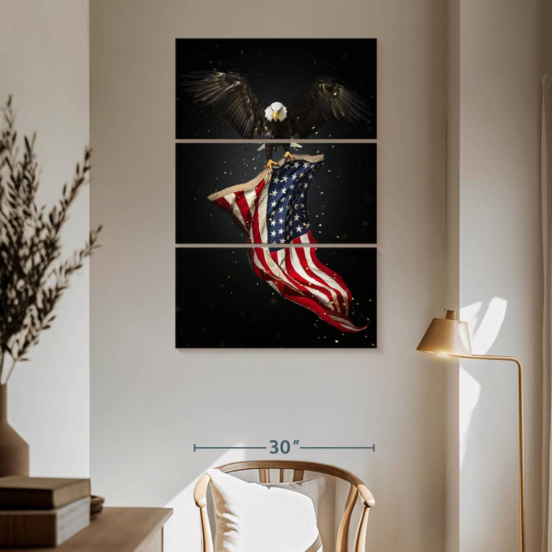 Borges Eagle Flying With American Flag, 65" H x 42" W