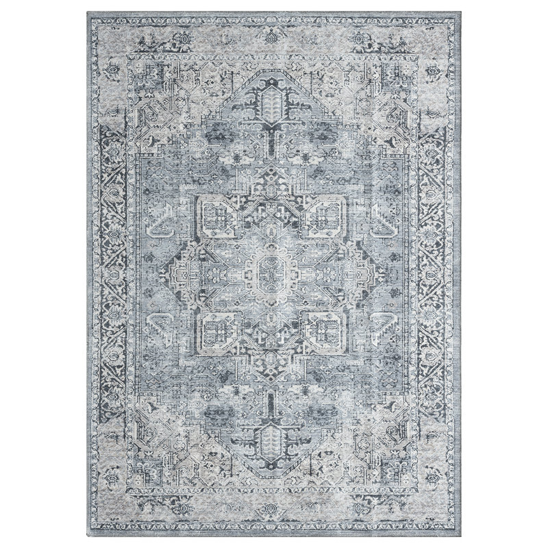 Lancaster Washable Gray Area Rug, Rectangle 2' x 3'