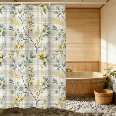 Modern Farmhouse Country Plant Leaves Bathroom Decor, Floral Shower Curtains for Bathroom, 72" W x 72" L