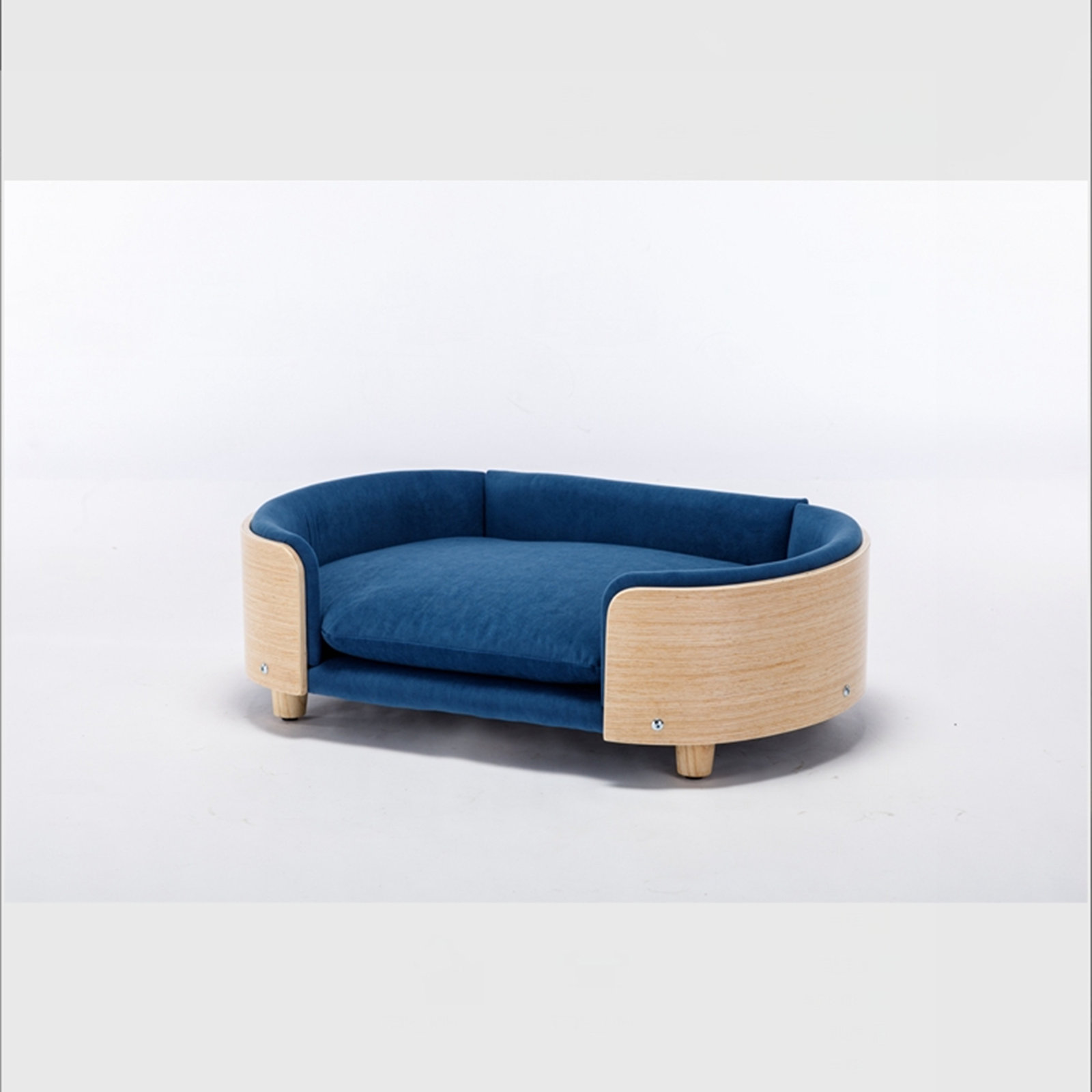 Inira Pet Bed, Dark Blue/Natural, 38.58" W x 26.77" D x 11.02" H