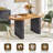 63" Fluted Oval Dining Table Double Pedestal Kitchen Table For 4-6 With Thickened Edge, Luxury Table For Dining Room/Kitchen-1807461441