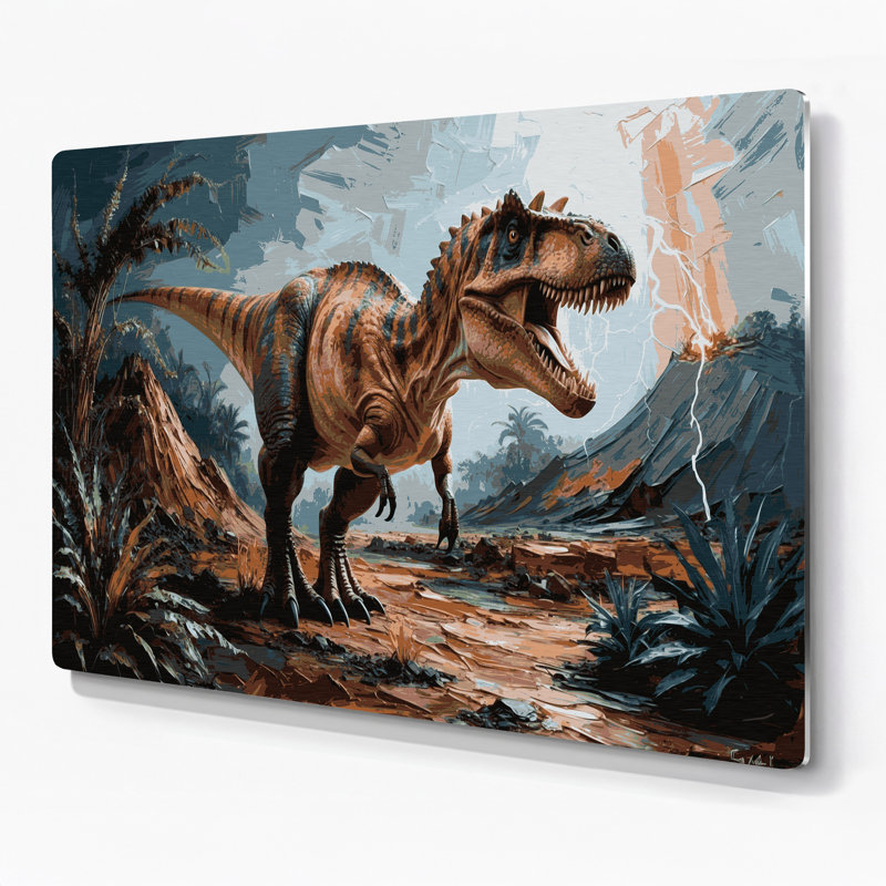 «Dinosaur Ceratosaurus», art mural en métal gris, H 11 po x l 14 po