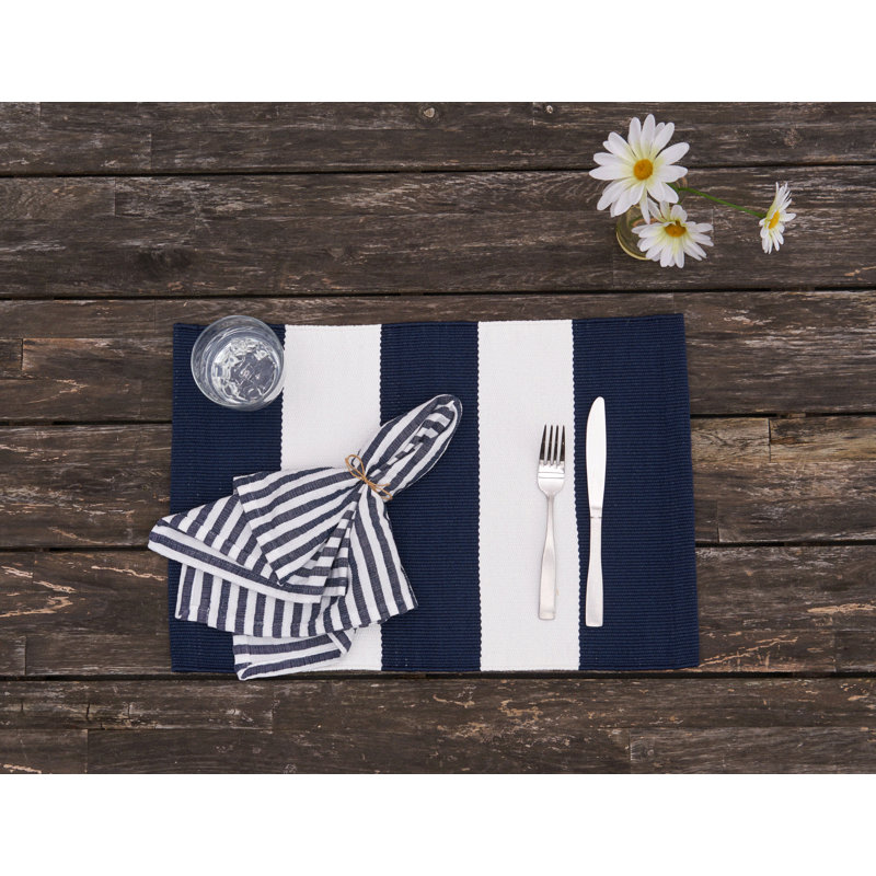 Seersucker Khaki Napkin S/6, Blue