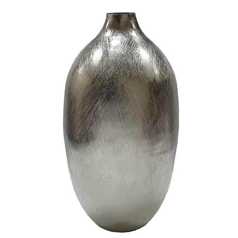 Vase de table Gold, H 18,5 po x l 10,2 po x P 10,2 po, Rayures argentées