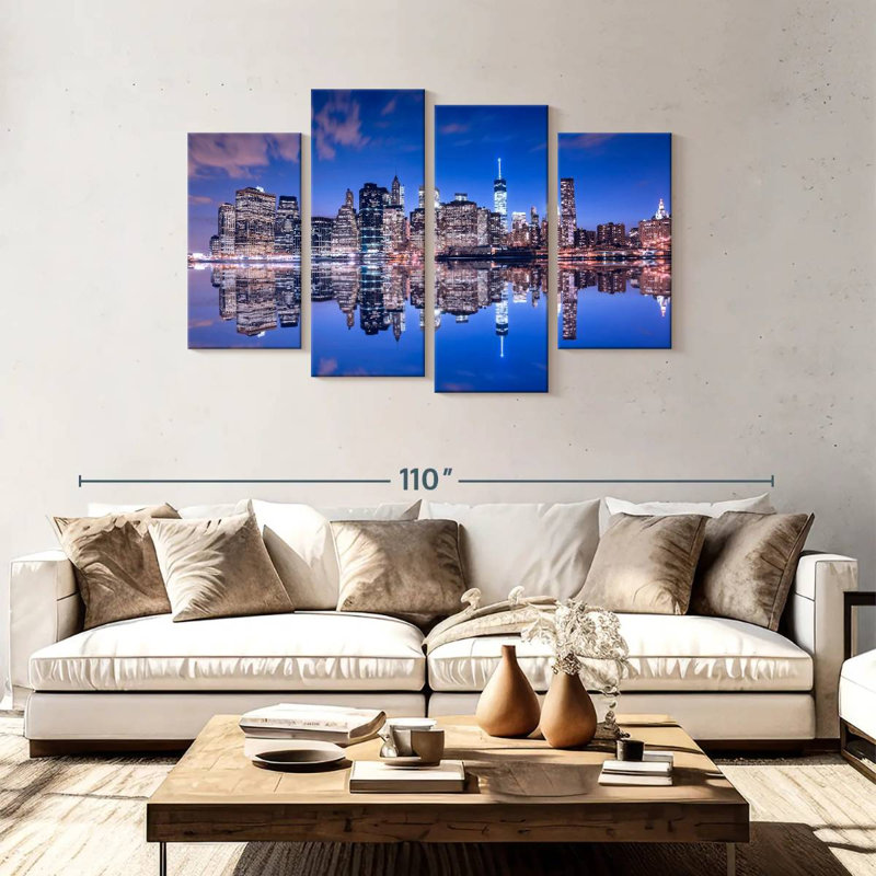 Manhattan night skyline Sireci, H 48 po x l 75 po