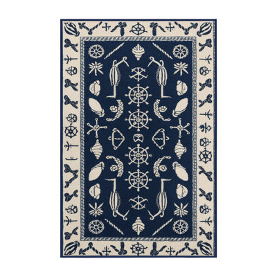Washable Cape Cod Collection Coastal Area Rug