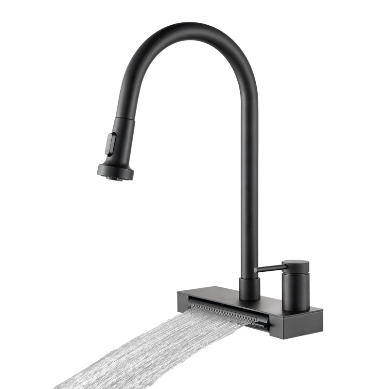 Robinet de cuisine rétractable Waterfall, Noir