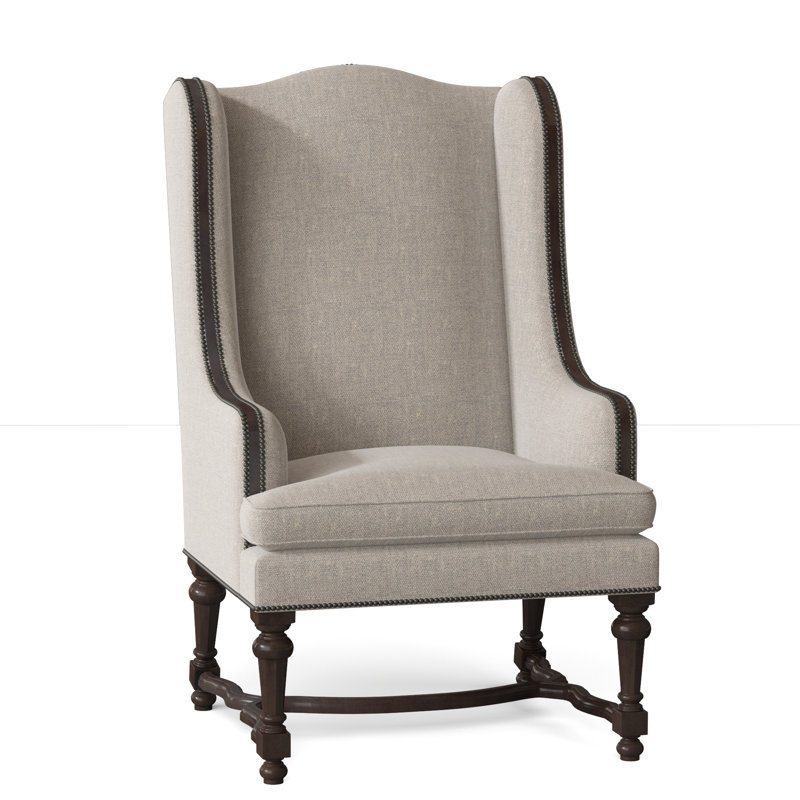 Normandie Upholstered Wingback Chair, Black Nickel Small, St Lucia Sky