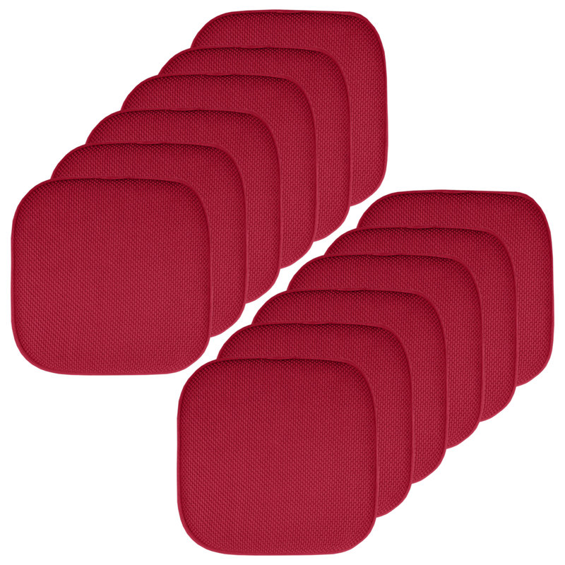 Honeycomb Non-Slip Indoor Chair Cushions, Red, 12-Pack