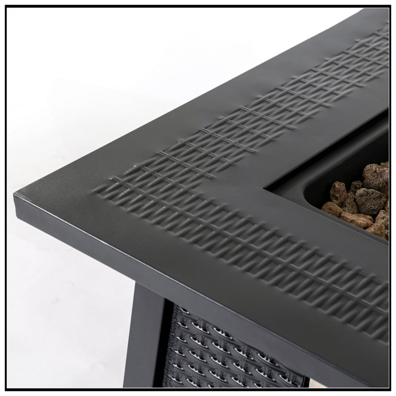 Stylish 28-Inch Iron Square Propane Fire Pit Table