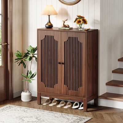6-tier Shoe Storage Cabinet With Doors And Adjustable Shelves For Entryway