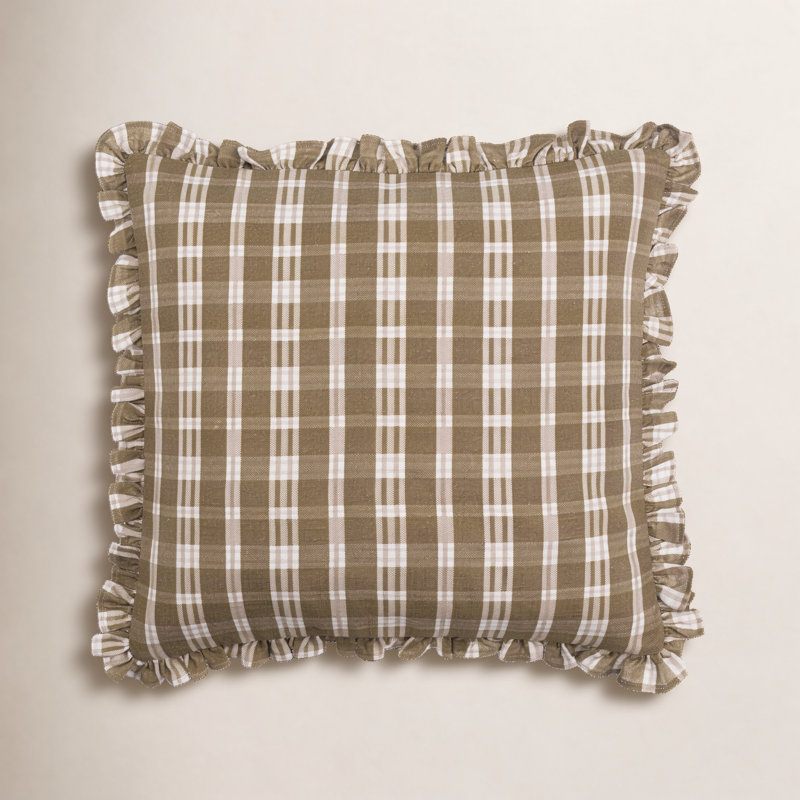 Zeppelin Plaid Cotton Reversible Throw Pillow, 18" x 18", Polyester/Polyfill, Brown/Beige Plaid