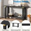 Console Minimalist avec détails géométriques en métal et tablette de rangement inférieure-35682135