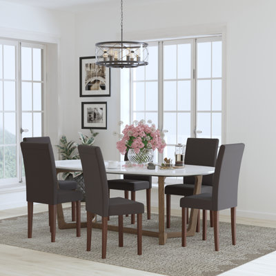 Arruda Upholstered Parsons Chairs-Panel Stitching