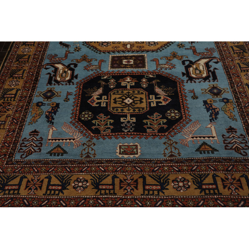 Tapis kazak traditionnel en laine noué à la main 8 x 11