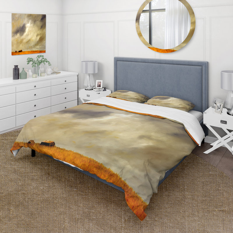 Desert Farmhouse Under Cloudy Sky in Washington I - Ensemble de housse de couette Farmhouse - Microfibre de polyester