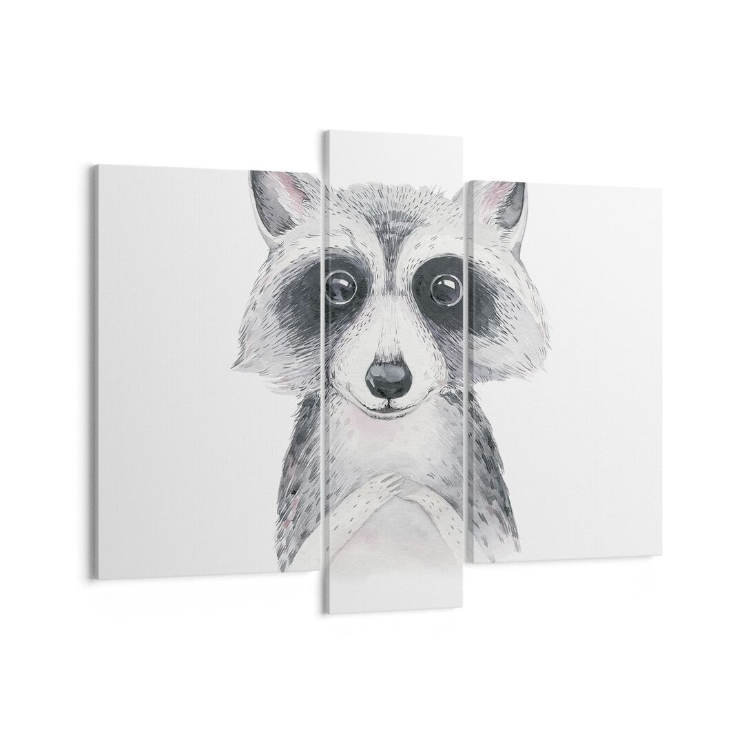 3-tlg. Leinwandbilder-Set Raccoon Picture Children's