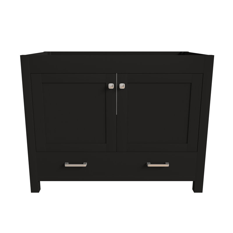 Meuble sous-vasque de salle de bain moderne de 42 pouces, noir, avec tiroirs à fermeture douce et étagères réglables, construction en MDF (lavabo non inclus)