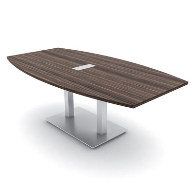 Table de conférence en forme de bateau avec base en métal double | Unité électrique