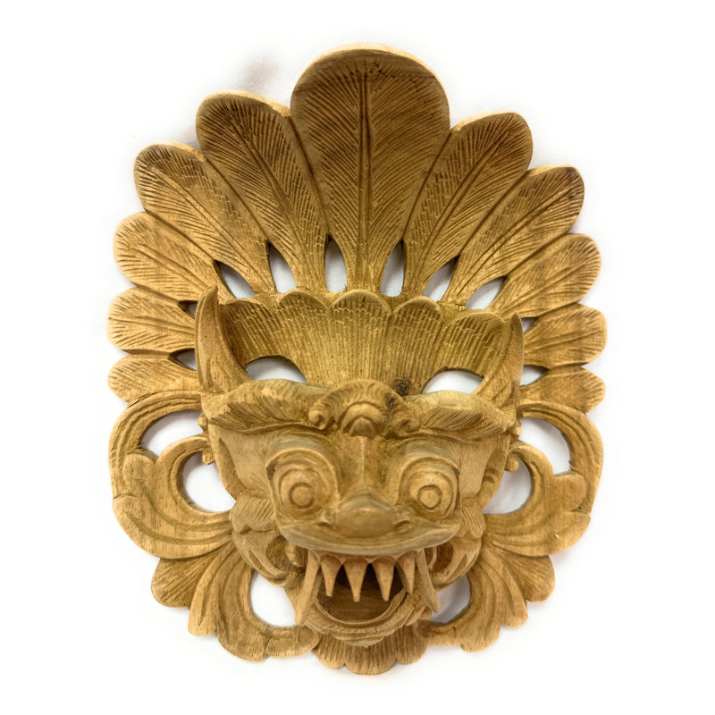 Hand Carved Solid Wood Barong Mask 17 Cm