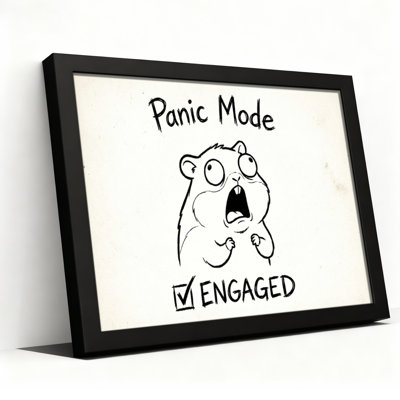 Panic Mode Hamster Cartoon Canvas Wrapped Wall Art Oil Painting Print Set Of 1