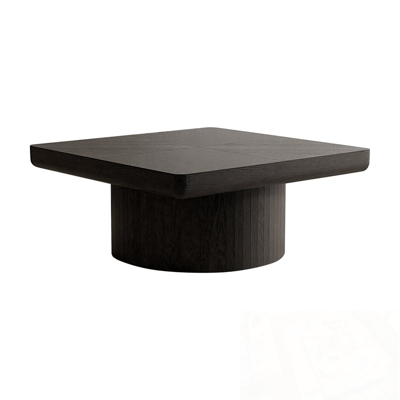 Kelesia carré en bois avec base robuste, Black