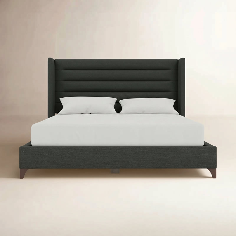 Miliyah Horizontal Channel Upholstered Bed, Charcoal Revolution®, King