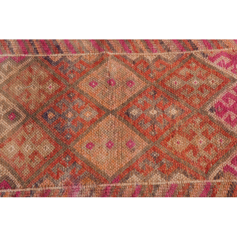 Tapis géométrique en laine orange à motif géométrique 27,6 x 157,1 pouces