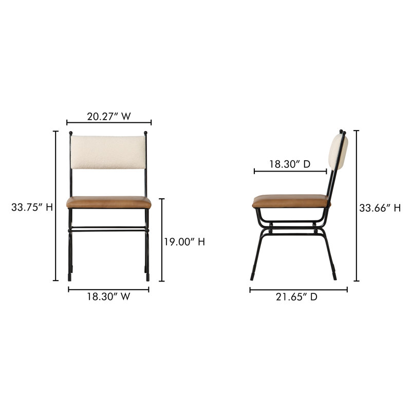Posta Dining Chair Beige, Brown Top Grain Leather