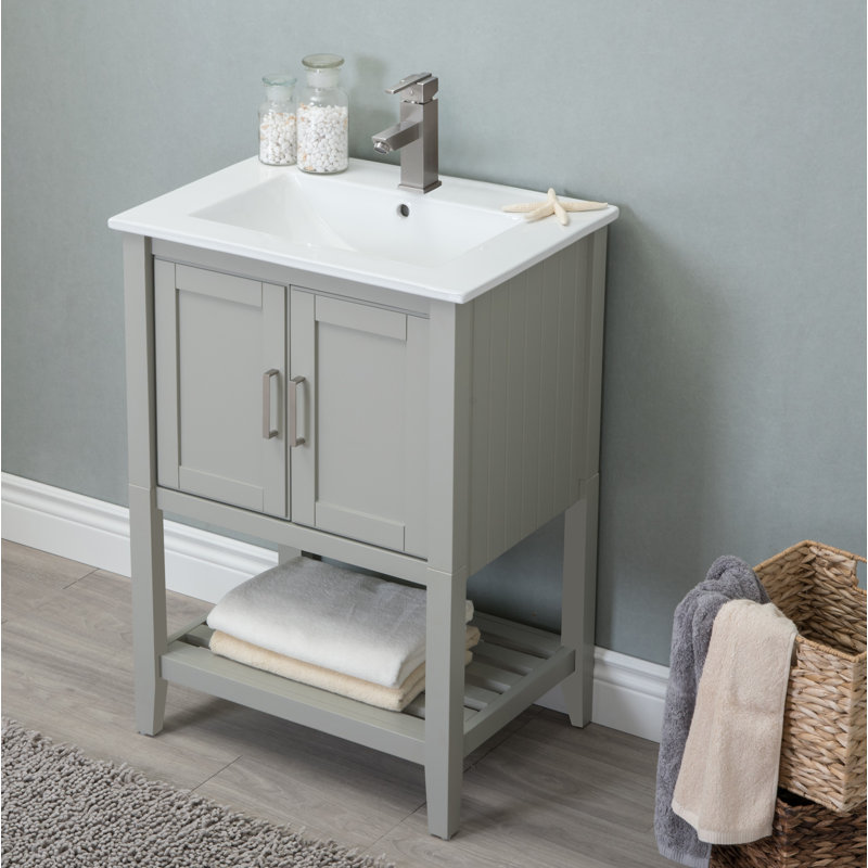 Meuble-lavabo simple 24 po Petersburgh, Blanc / gris