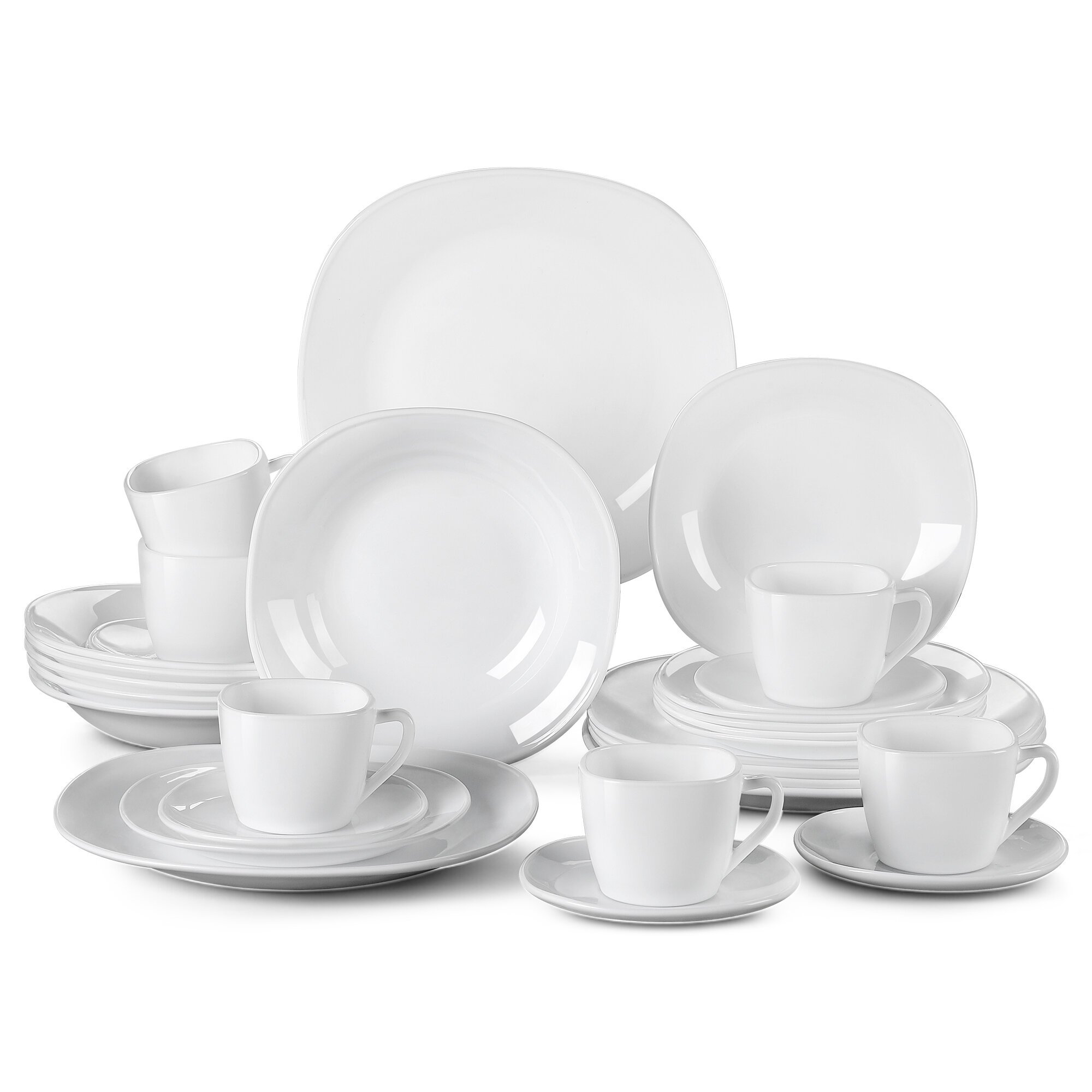 MALACASA Esmer 18 Piece Opal Glass Dinnerware Set(Service For 6