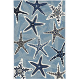 Towerside Geometric Handmade Hand Hooked Blue Indoor / Outdoor Area Rug