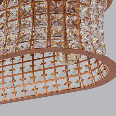 35" Classical Glam 5-Light Oval Crystal Flush Mount