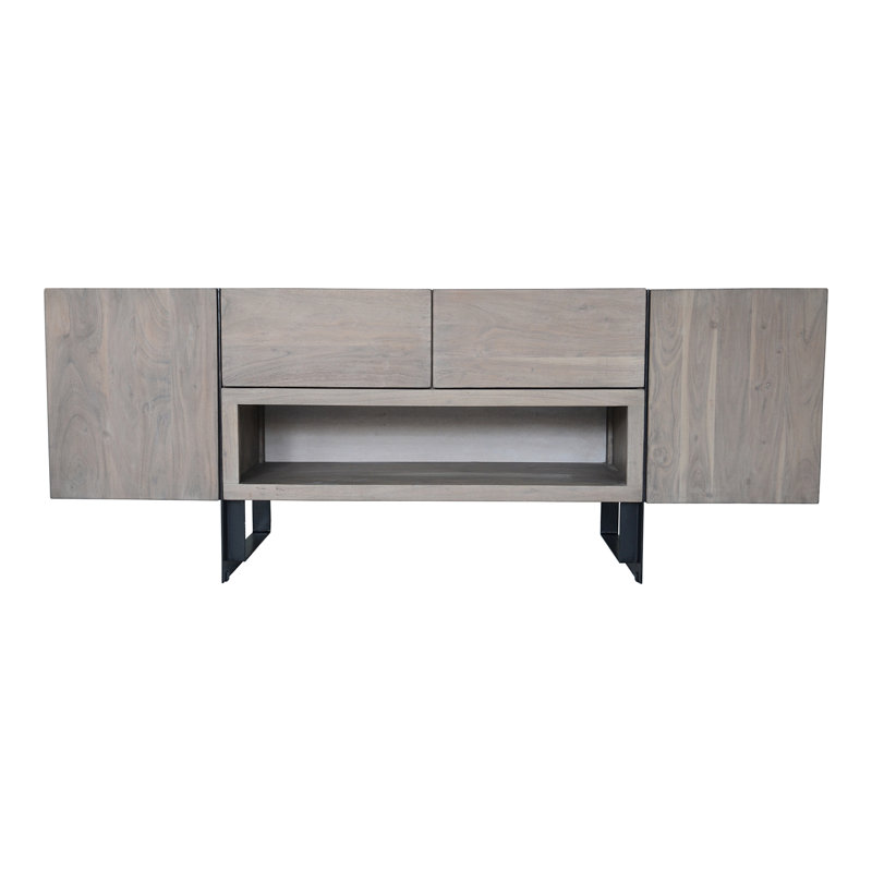 Tiburon Solid Wood TV Stand, Light Gray Wood