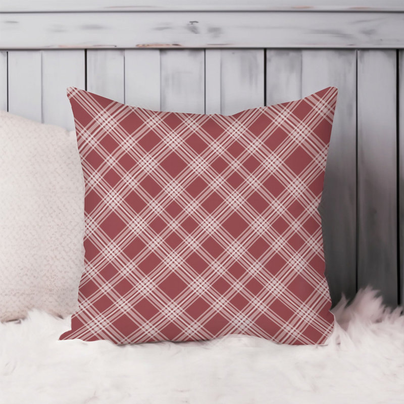 Retro Maroon Plaid Pattern IV, 18"H x 18"W