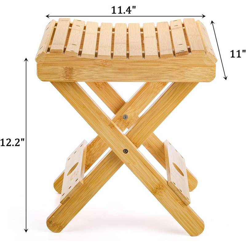 Marchepied pliable en bambou - Banc de douche en bambou 12 po
